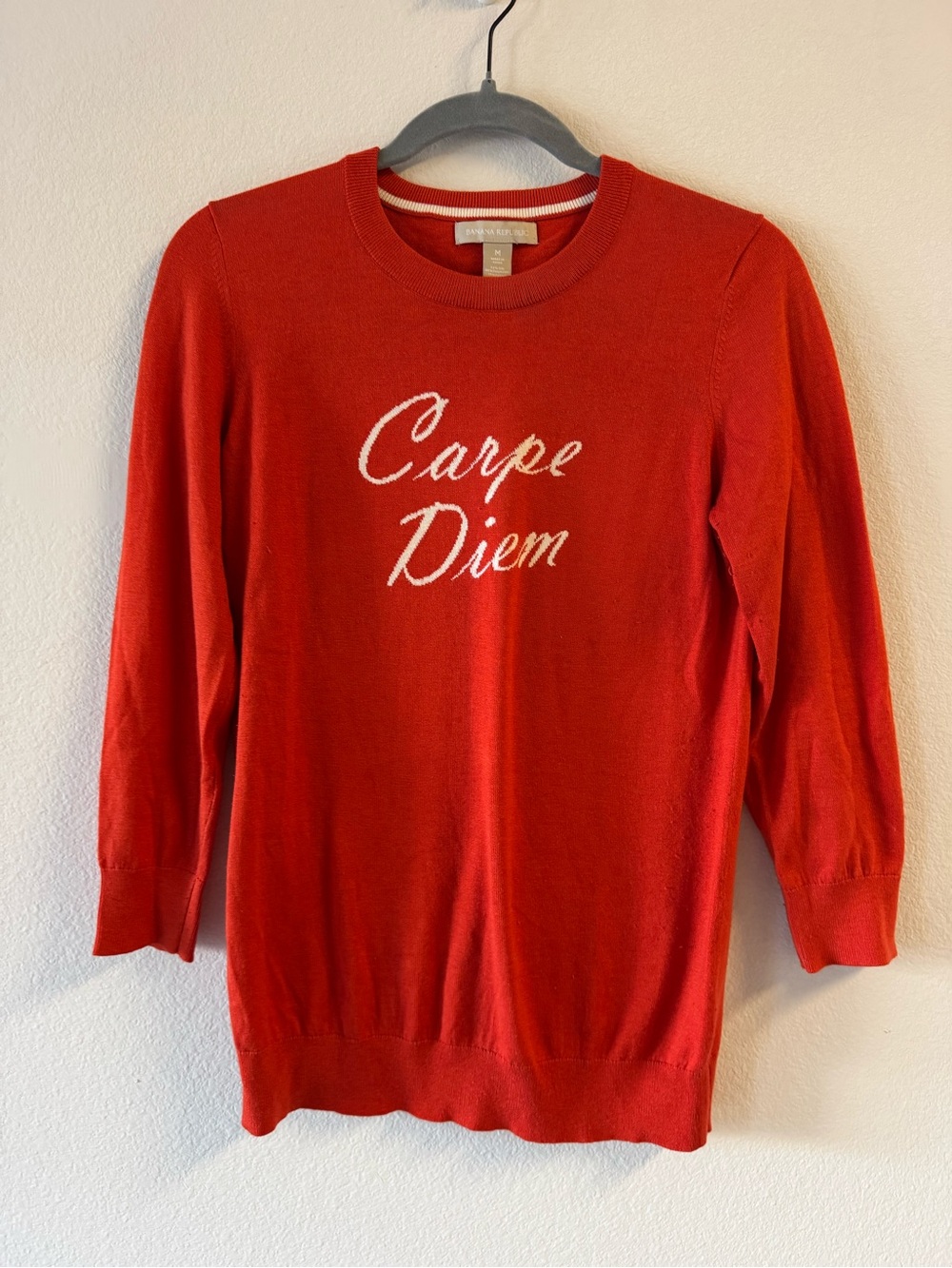 Banana Republic Red 'Carpe Diem' Crewneck Sweater